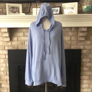 Weatherproof Blue White Check Drawstring Hoodie Top size XXL